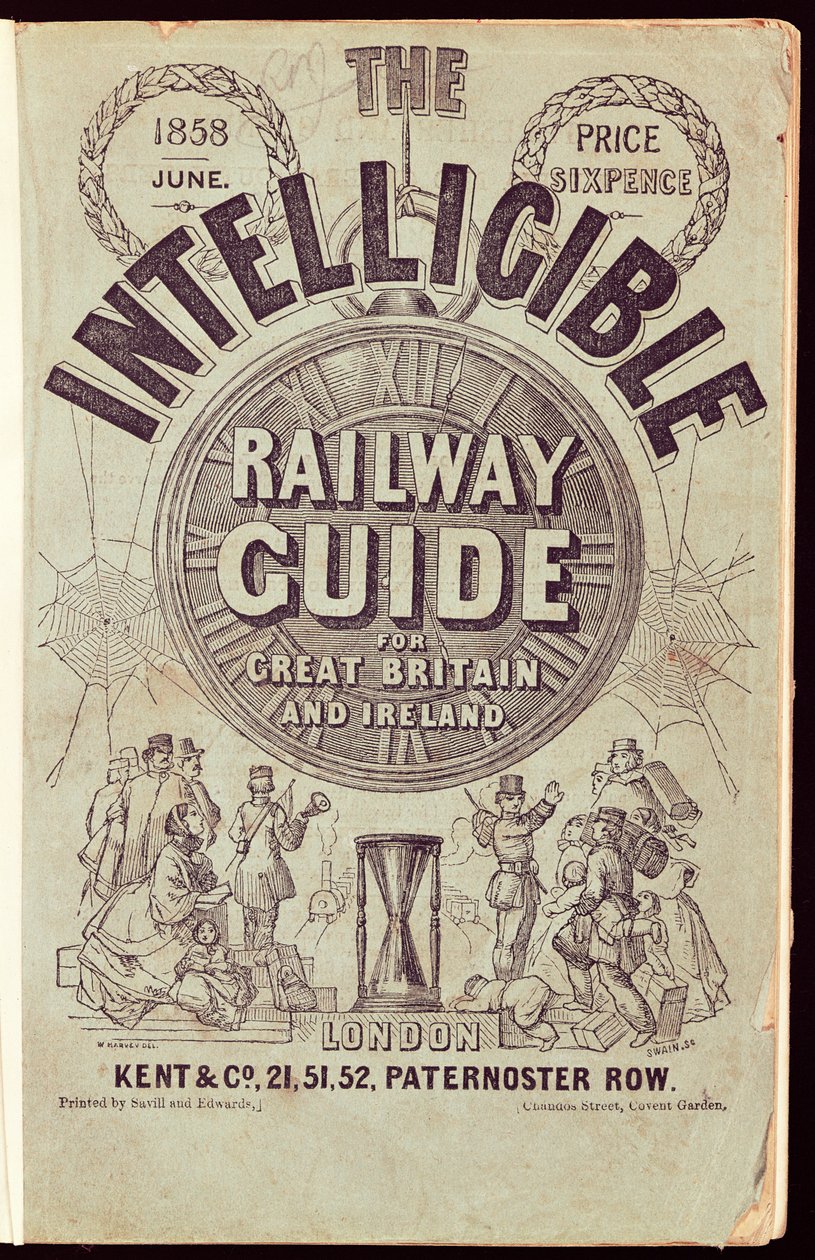 Copertina di "The Intelligible Railway Guide", giugno 1858 (stampa) da English School