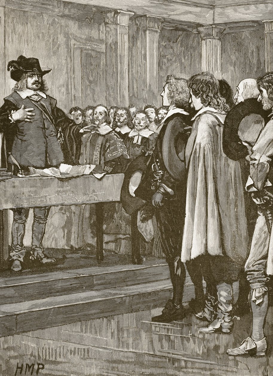 Cromwell rifiuta la Corona, illustrazione da Cassells Illustrated History of England da English School
