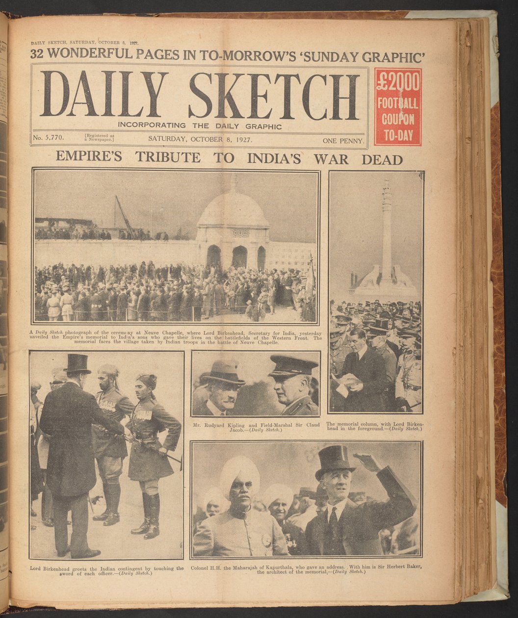 Daily Sketch, che mostra Rudyard Kipling a Neuve Chapelle, 8 ottobre da English School
