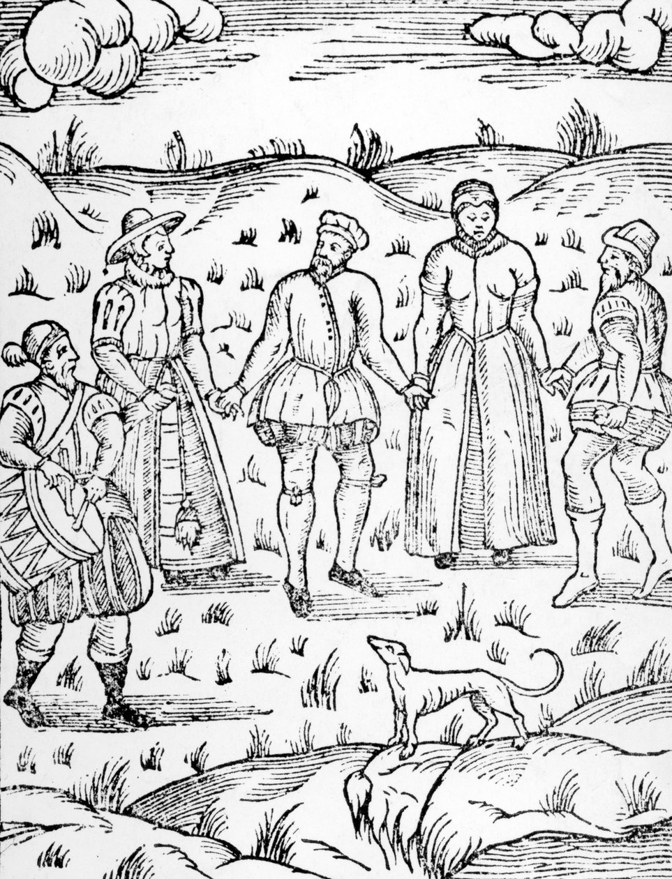Ballare con un tamburino, da The Doome warning all men to the Judgement di Stephen Bateman, 1581 da English School