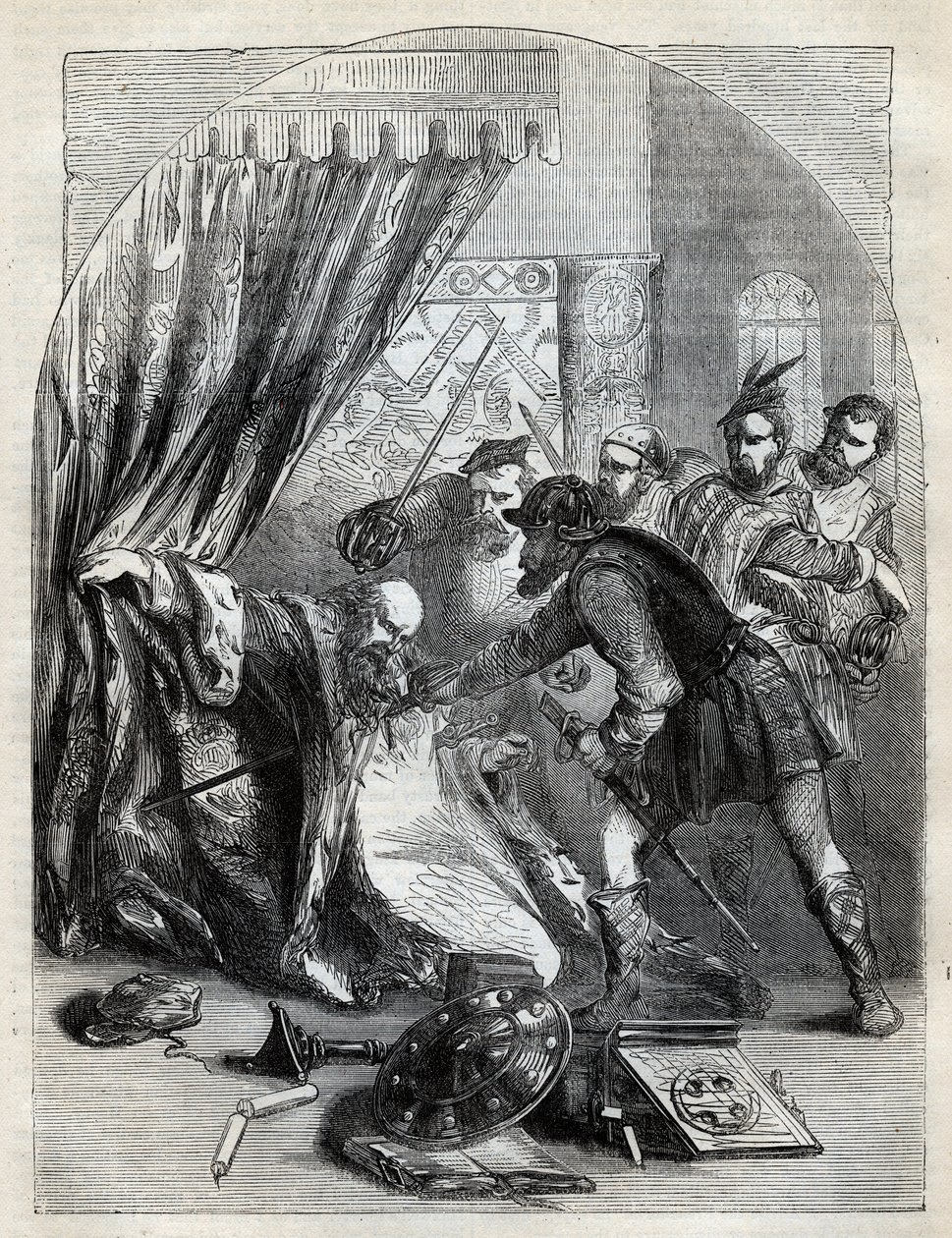 Morte del cardinale Beaton, 29 maggio 1546 - Cardinale David Beaton, arcivescovo di St. Andrews, assassinato durante la Riforma scozzese - incisione da 