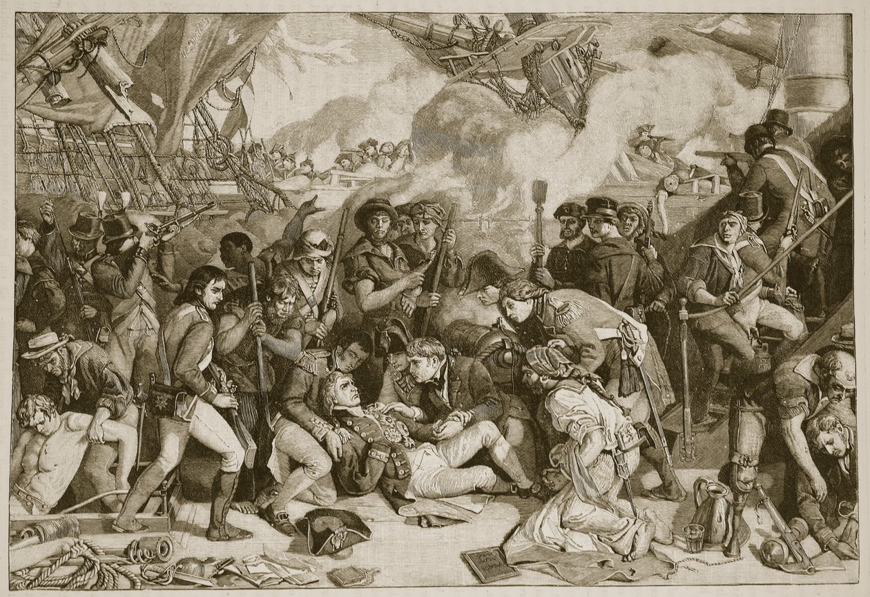 Morte di Nelson, illustrazione da Cassells Illustrated History of England da English School