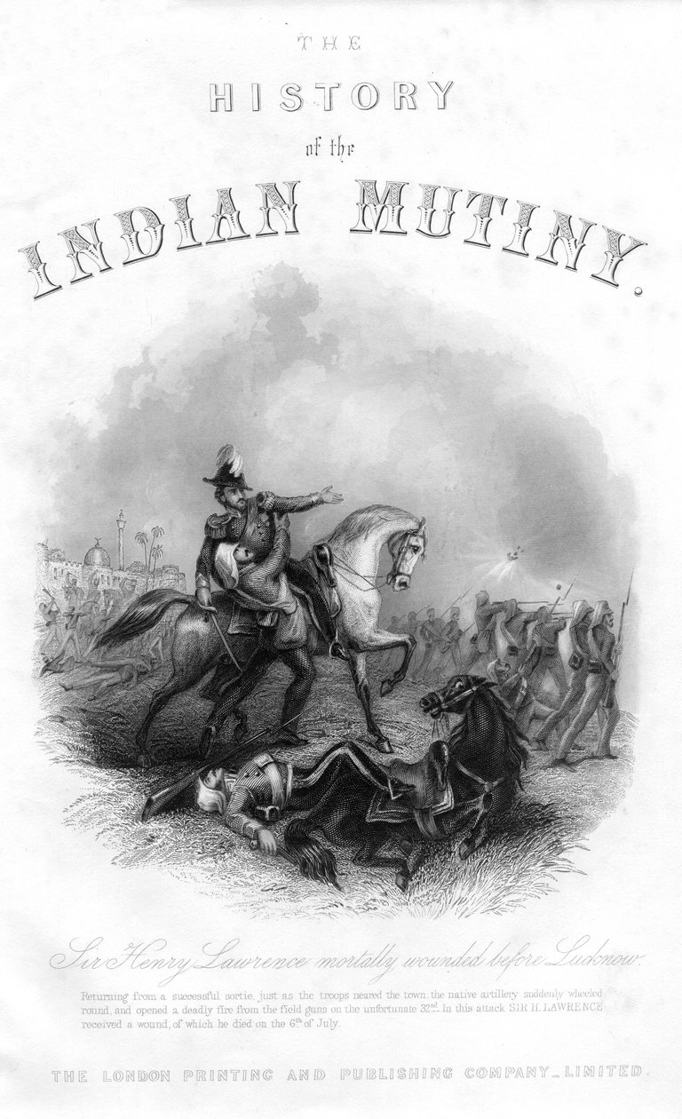 Morte di Sir Henry Montgomery Lawrence, da The History of the Indian Mutiny, pubblicato nel 1858 da English School