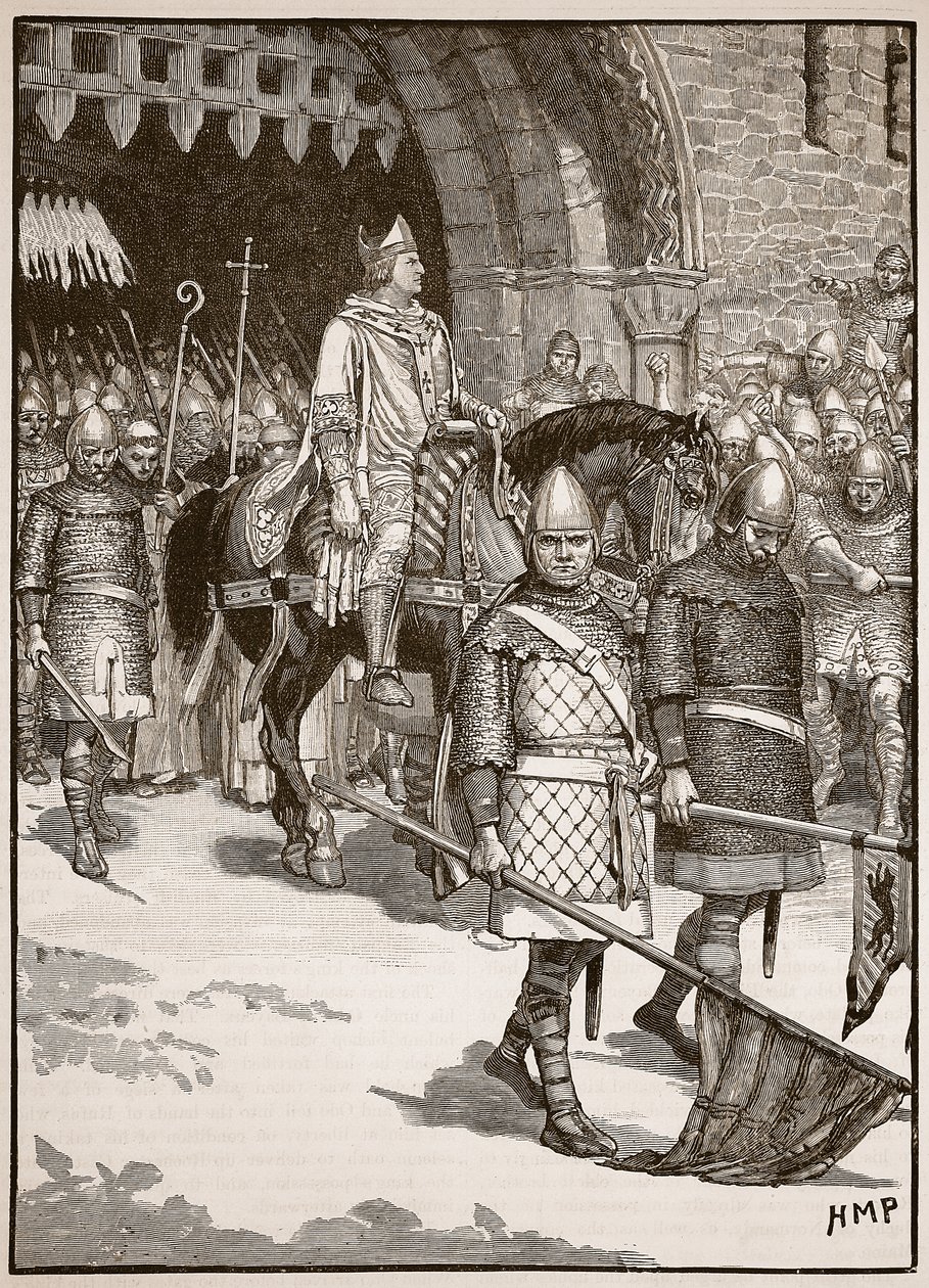 Partenza del vescovo Odo da Rochester, illustrazione da Cassells Illustrated History of England da English School