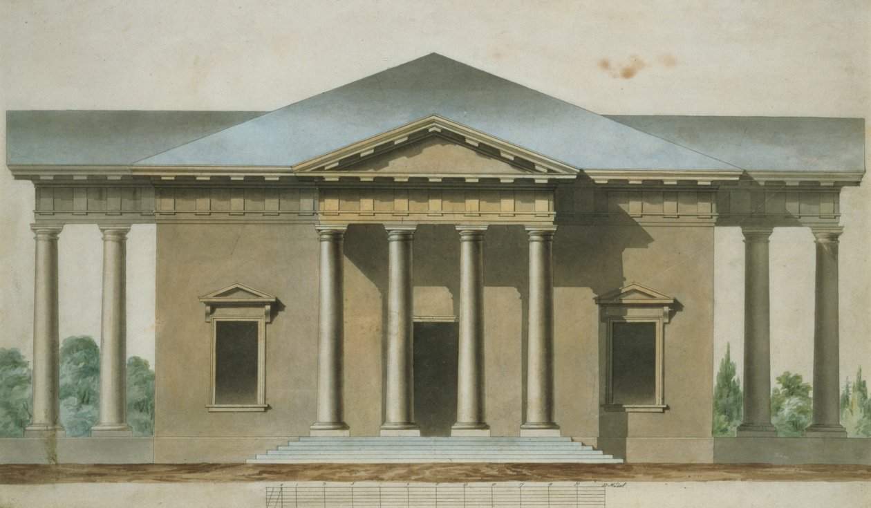 Progetto per un padiglione da giardino dorico toscano, c.1830 da English School