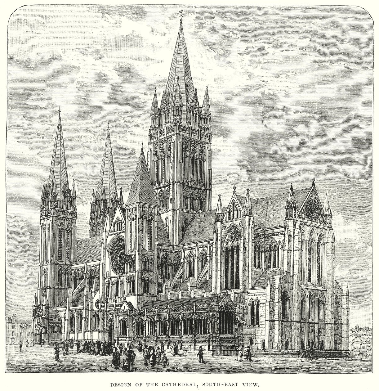 Progetto della cattedrale, vista da sud-est (incisione) da English School