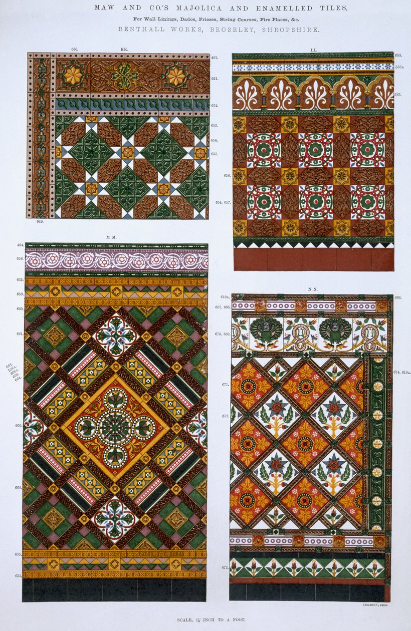 Progetti per maioliche e piastrelle smaltate per Maw & Co., Benthall Works, Brosley, Shropshire da English School