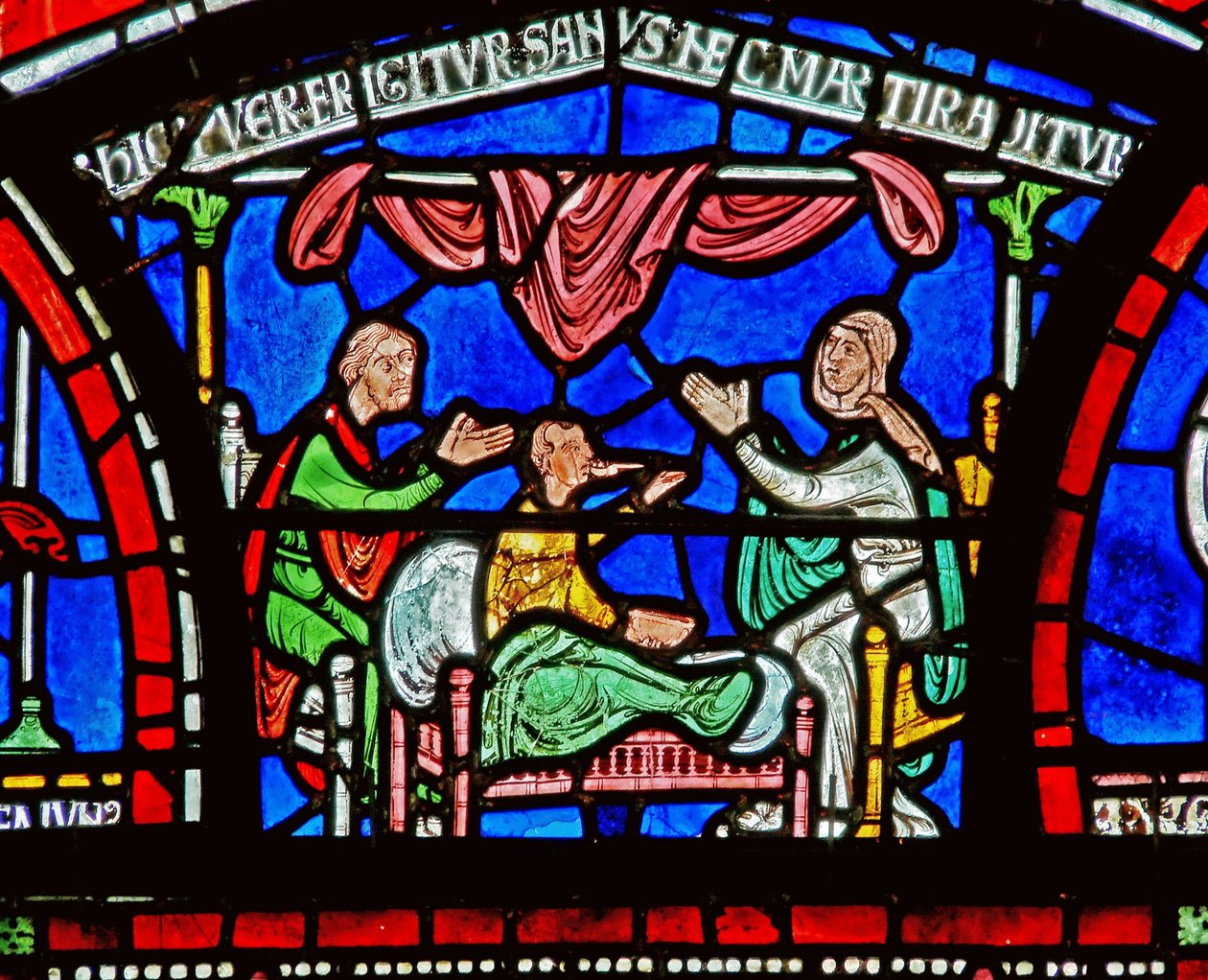 Dettaglio dalla Finestra dei Miracoli raffigurante la storia di Jordan Fitzeisulf da English School