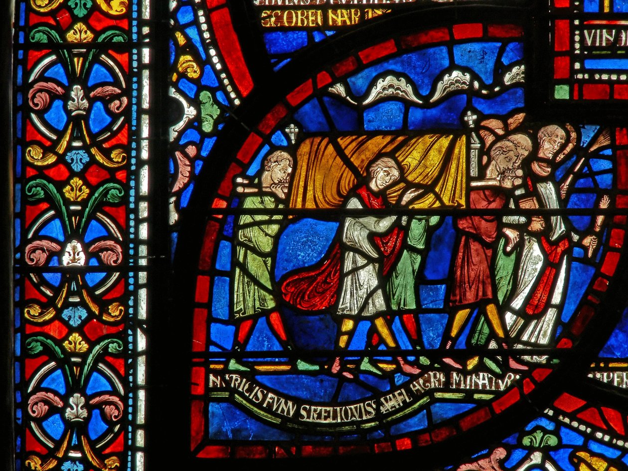Dettaglio dalla Finestra dei Miracoli raffigurante la storia di Jordan Fitzeisulf da English School