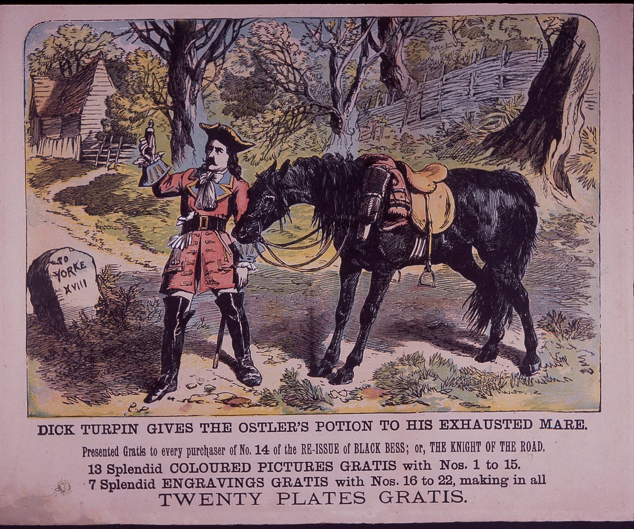 Dick Turpin con il suo cavallo Black Bess sulla strada per York da English School