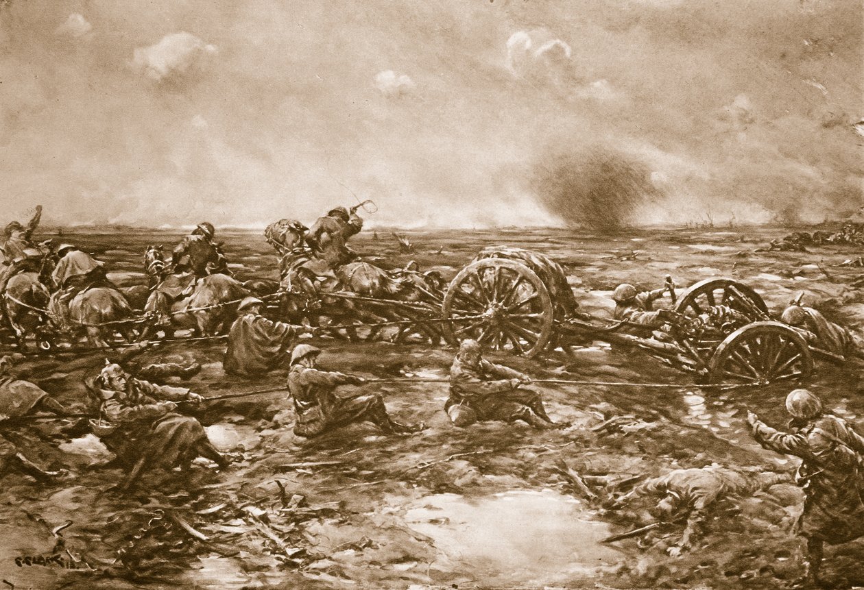 Difficoltà nel trasporto dei cannoni, 1914-19 da English School