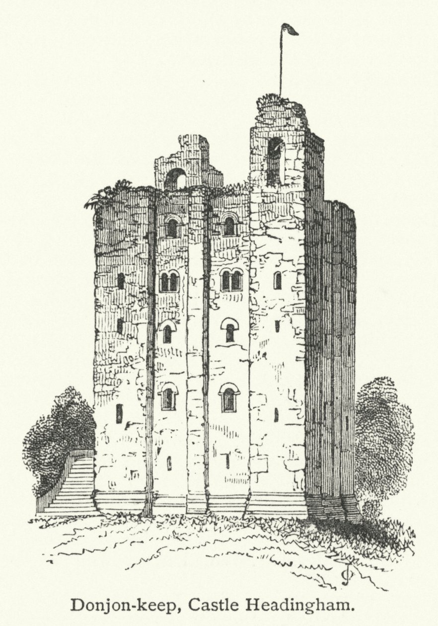 Mastio, Castello di Headingham (incisione) da English School