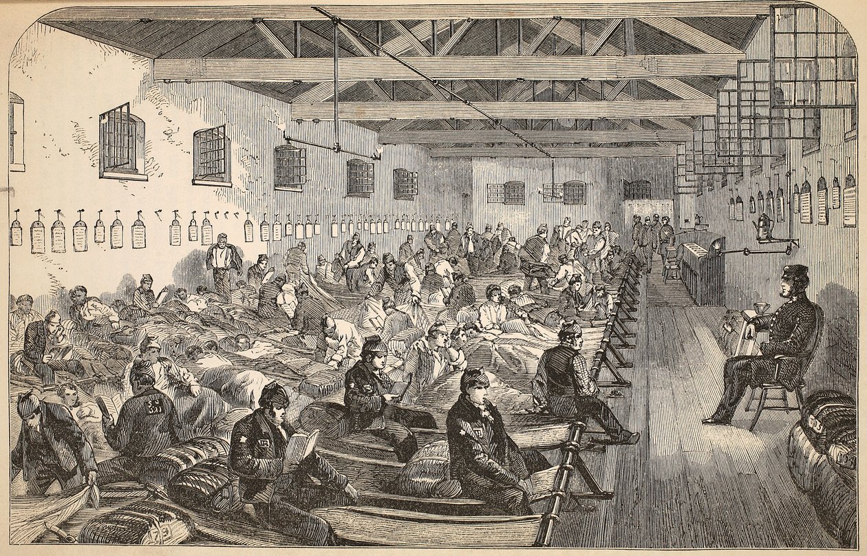 Dormitorio alla prigione di Coldbath Fields, illustrazione da The Criminal Prisons of London and Scenes from Prison Life di Henry Mayhew e John Binny, pub. 1862 da English School