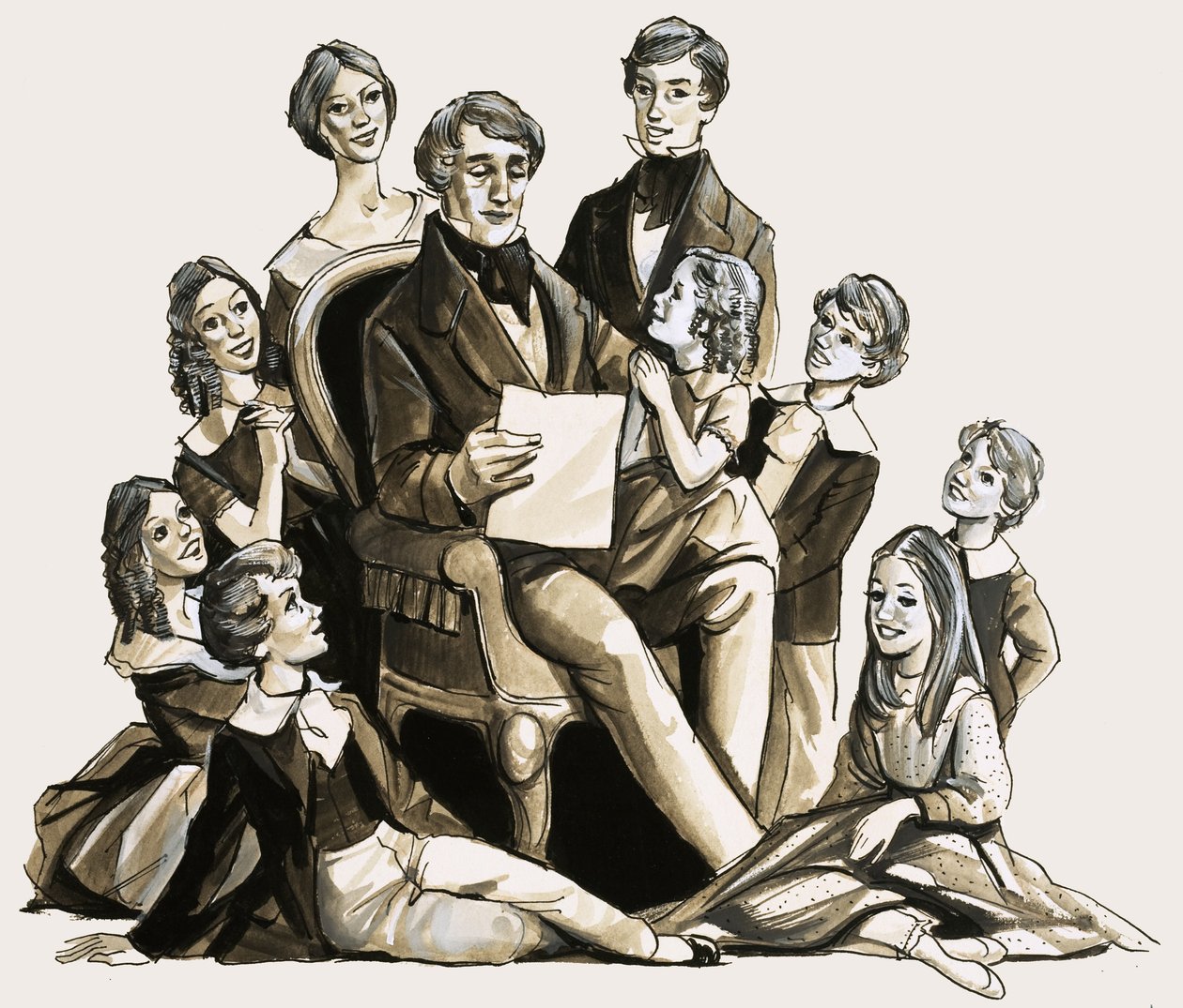 Il dottor Clement Moore legge la sua poesia natalizia ai suoi figli da English School