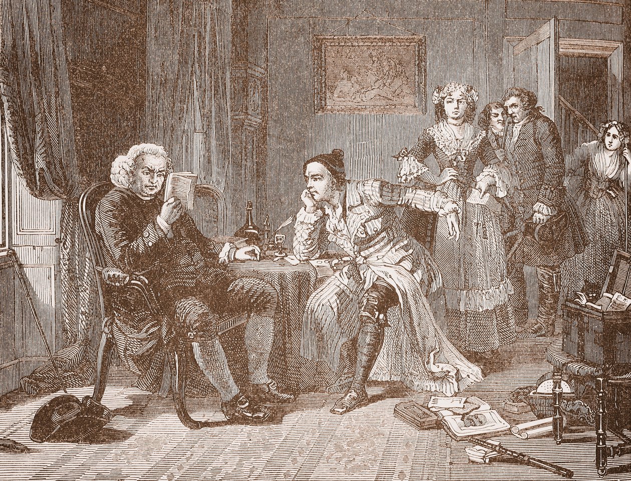 Dr Johnson che salva Goldsmith dalla sua padrona di casa da English School