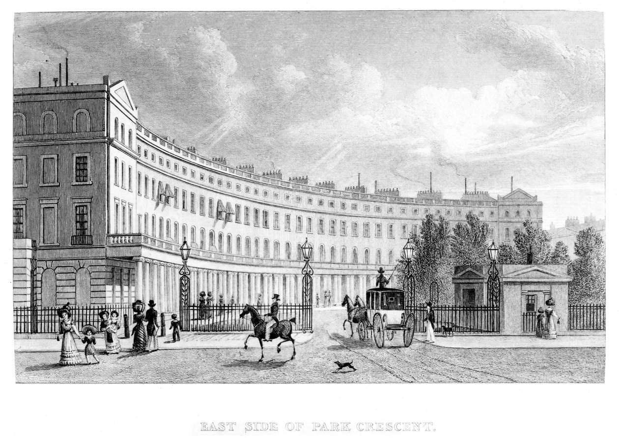 Lato est di Park Crescent, 1830 da English School