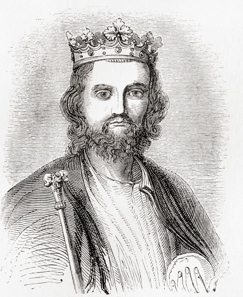 Edoardo II, alias Edoardo di Caernarfon, da Old England: A Pictorial Museum, pubblicato nel 1847 da English School