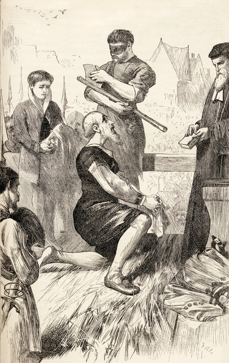 Edward Seymour sul patibolo in attesa della sua esecuzione, c.1865 da English School