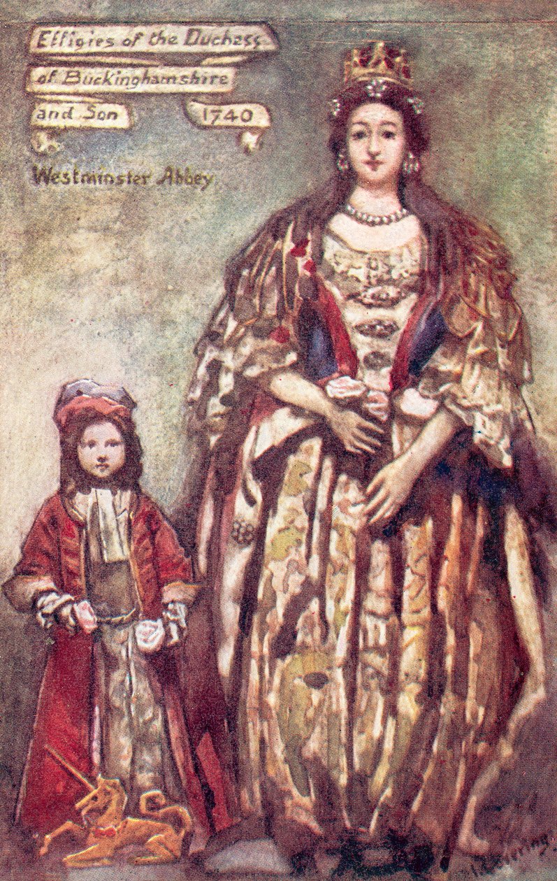 Effigi della duchessa di Buckingham e di suo figlio nell