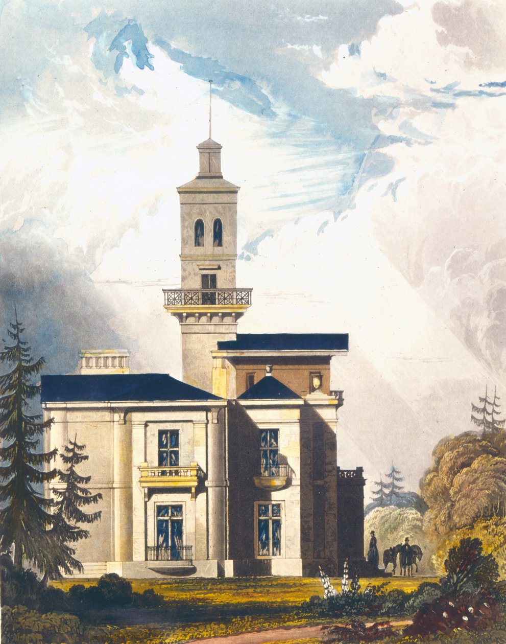 Elevazione di una villa o lodge di caccia italiana da English School