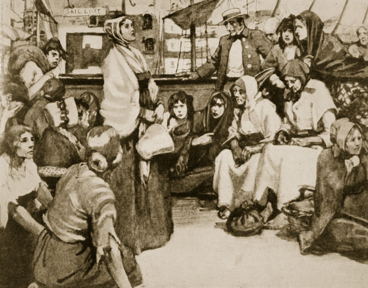 Elizabeth Fry parla ai prigionieri su una nave di condannati da English School