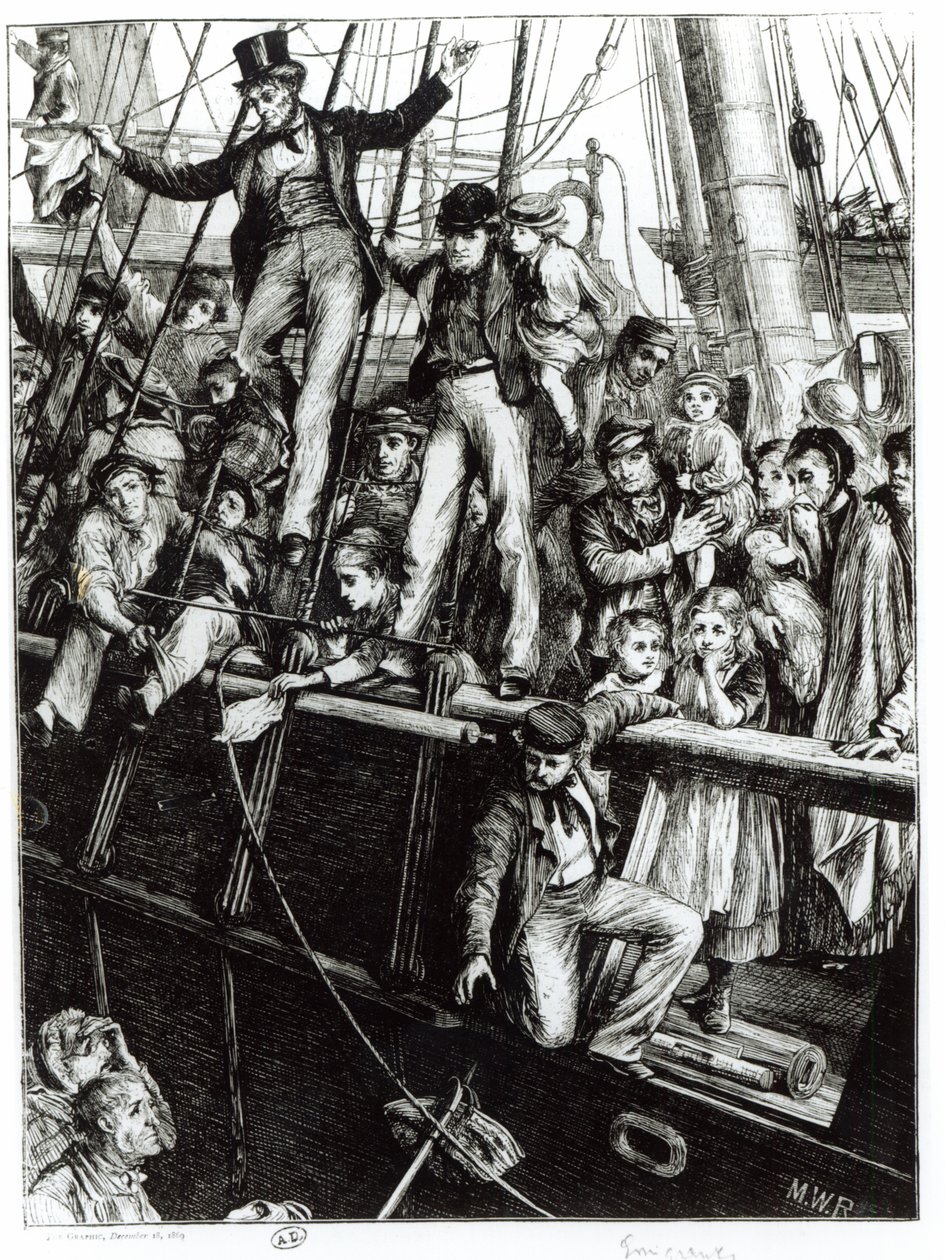 Emigranti che lasciano la Vecchia Inghilterra, dalla rivista The Graphic, 18 dicembre 1869 da English School