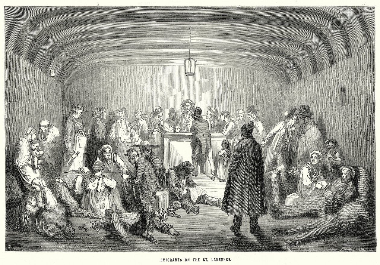 Emigranti sul San Lorenzo (incisione) da English School