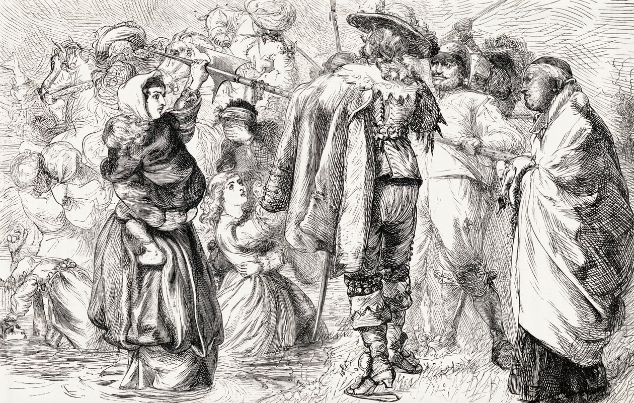 Protestanti inglesi annegati dai cattolici irlandesi durante la Ribellione irlandese del 1641, c.1865 da English School