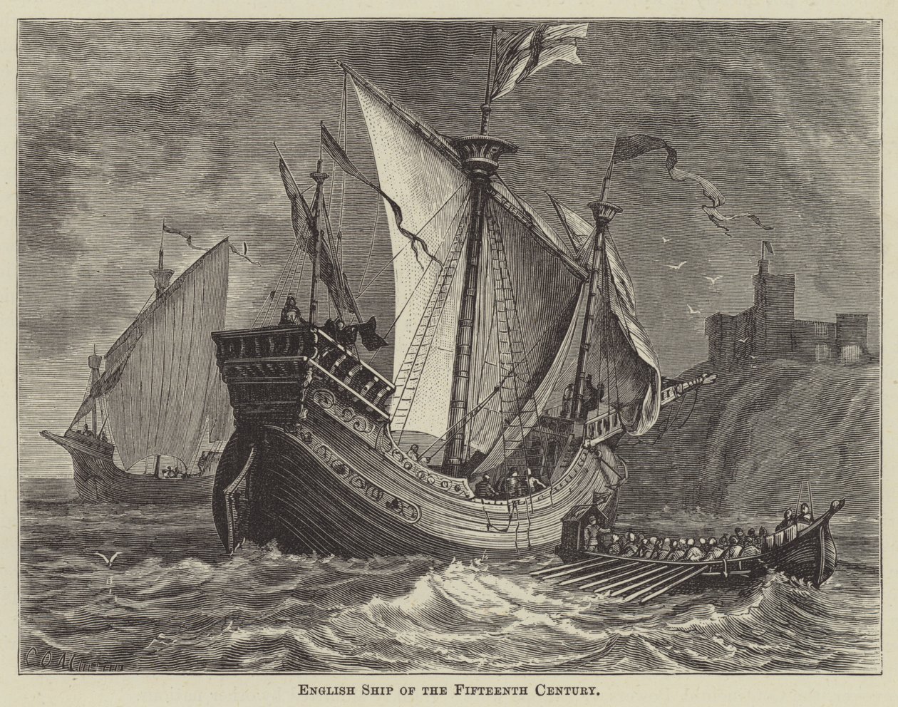 Nave inglese del XV secolo (incisione) da English School