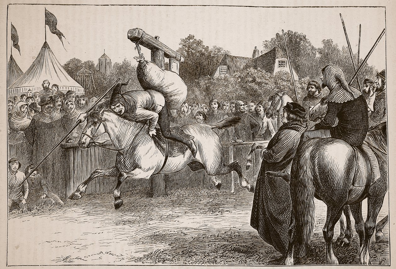 Festa inglese nel XIV secolo: Giostra alla Quintana, illustrazione da Cassells Illustrated History of England da English School