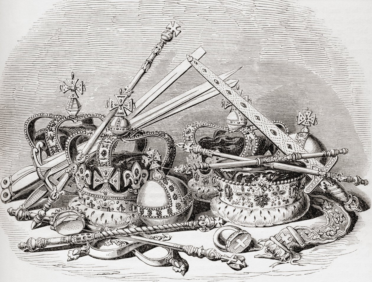 Regalia inglese, da Old England: A Pictorial Museum, pub. 1847 da English School