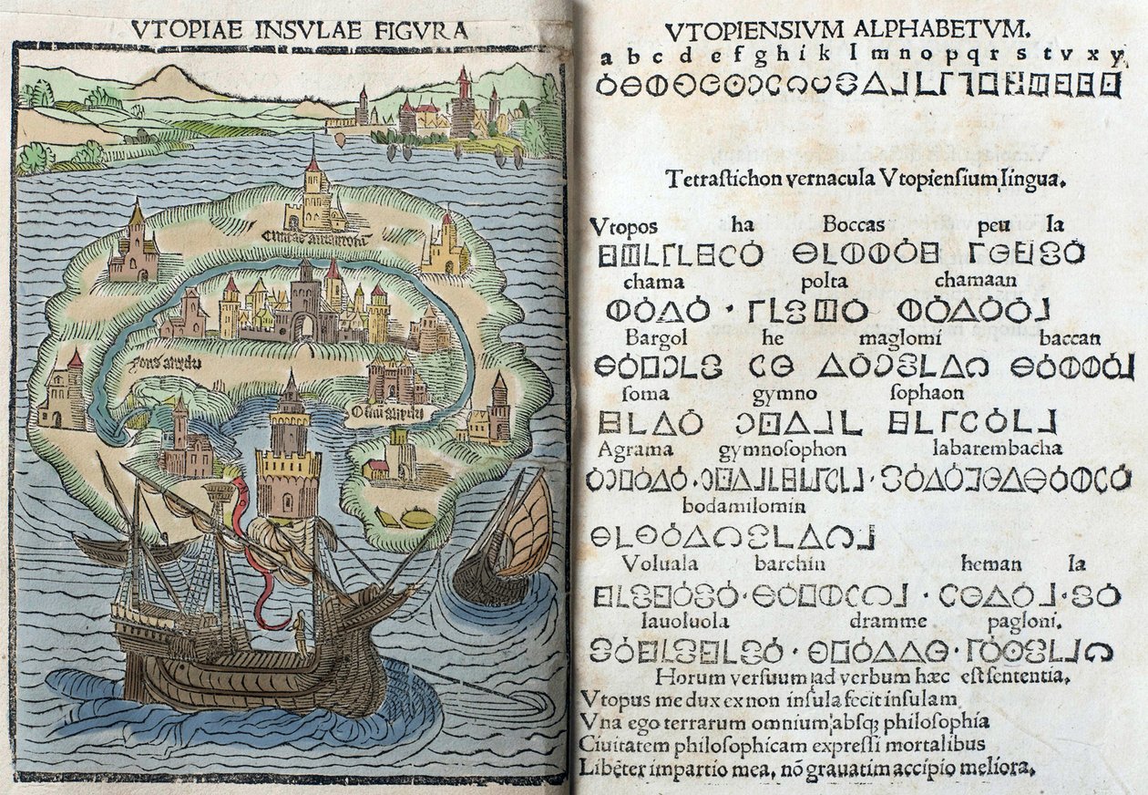 Incisione da "Utopia" di Thomas More da English School