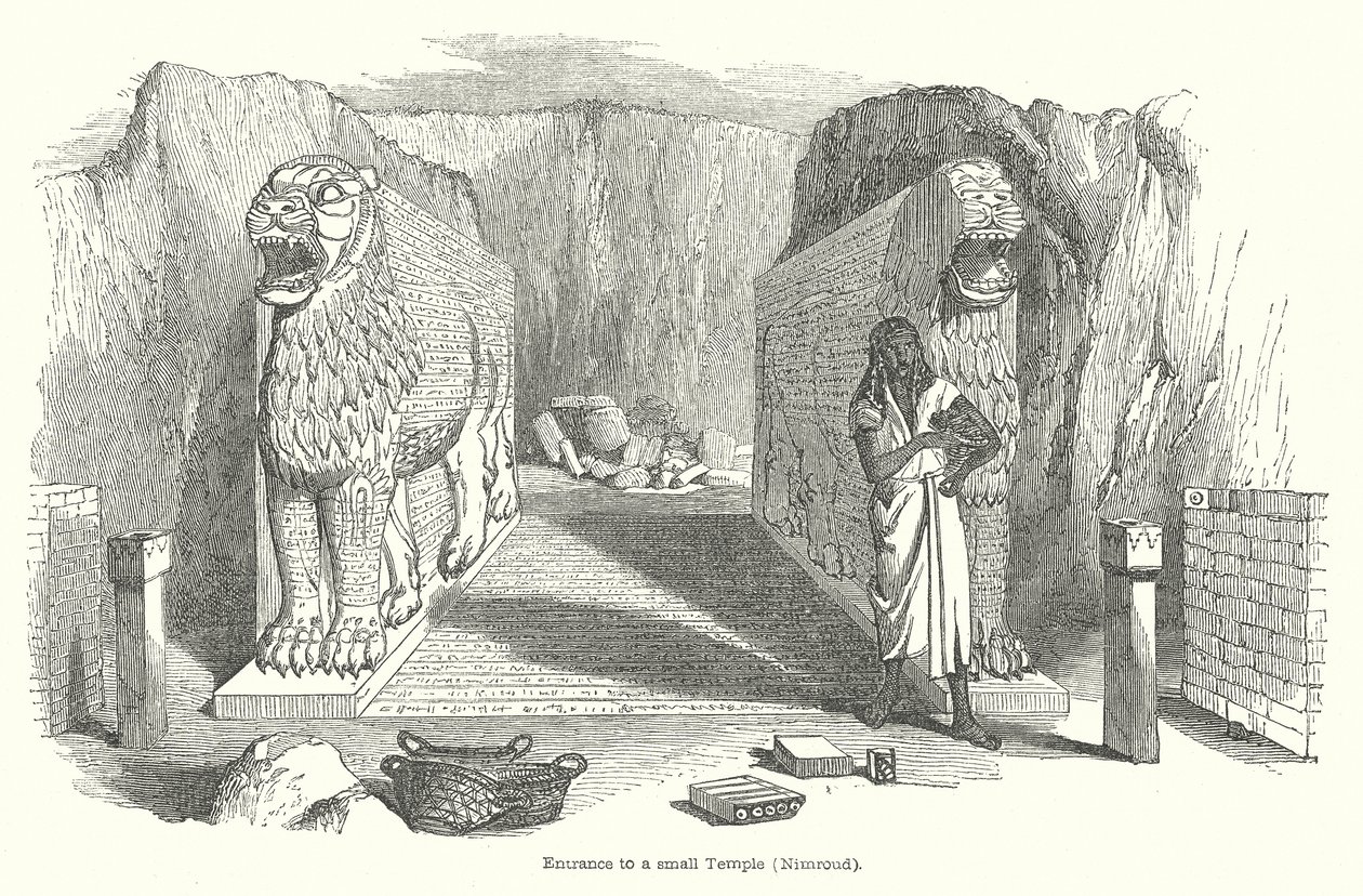 Ingresso di un piccolo tempio (Nimroud) (incisione) da English School