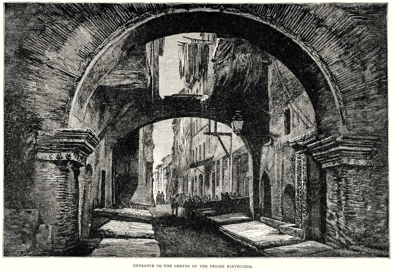 Ingresso al Ghetto dalle Pesche Riavecchia (incisione) da English School