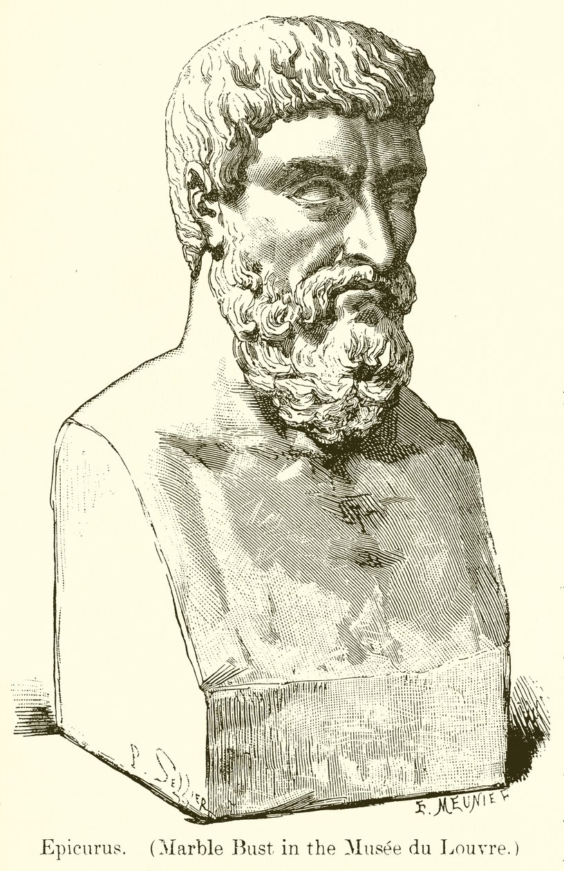 Epicuro. (Busto in marmo del Museo del Louvre) (incisione) da English School