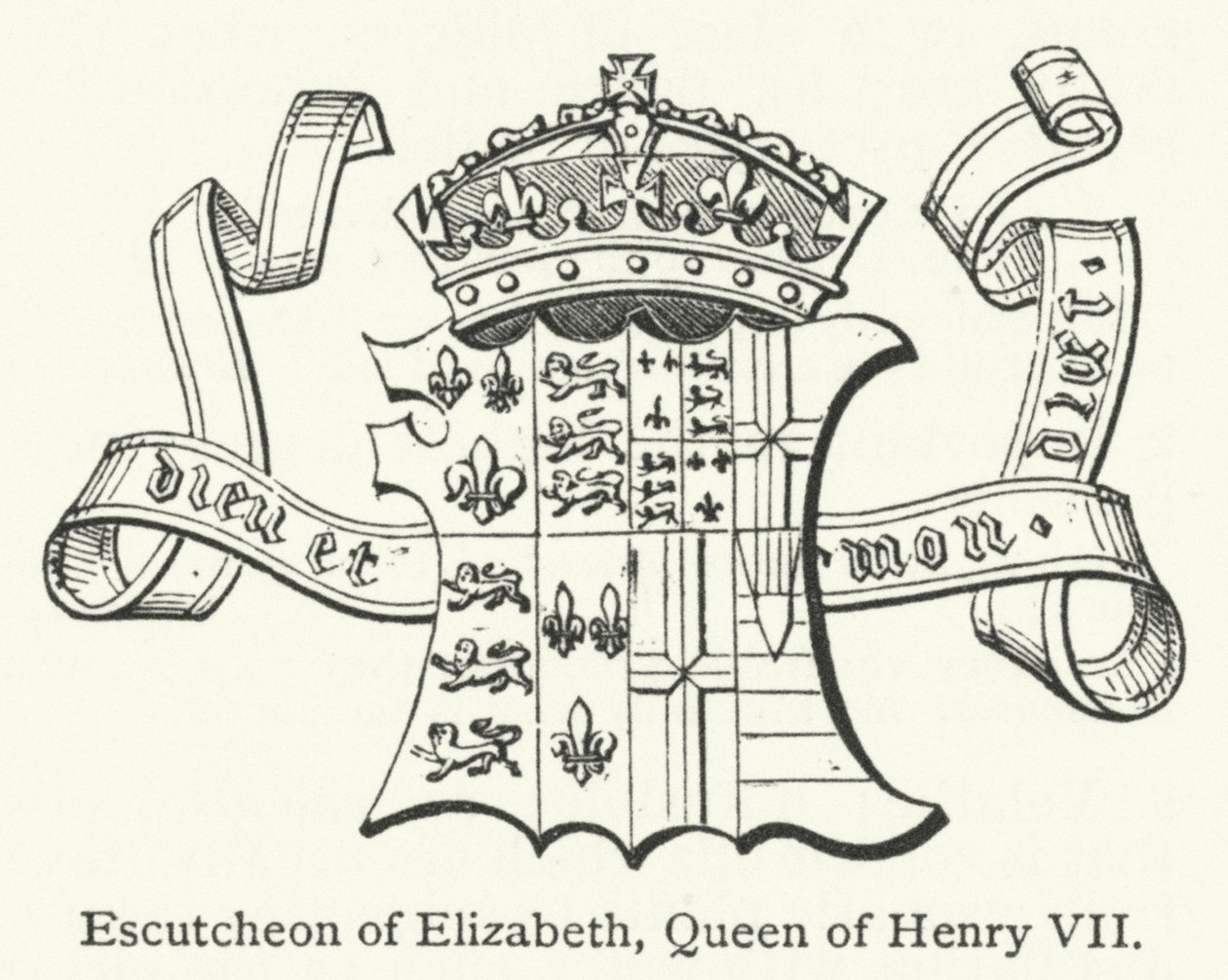 Scudo di Elisabetta, regina di Enrico VII (incisione) da English School