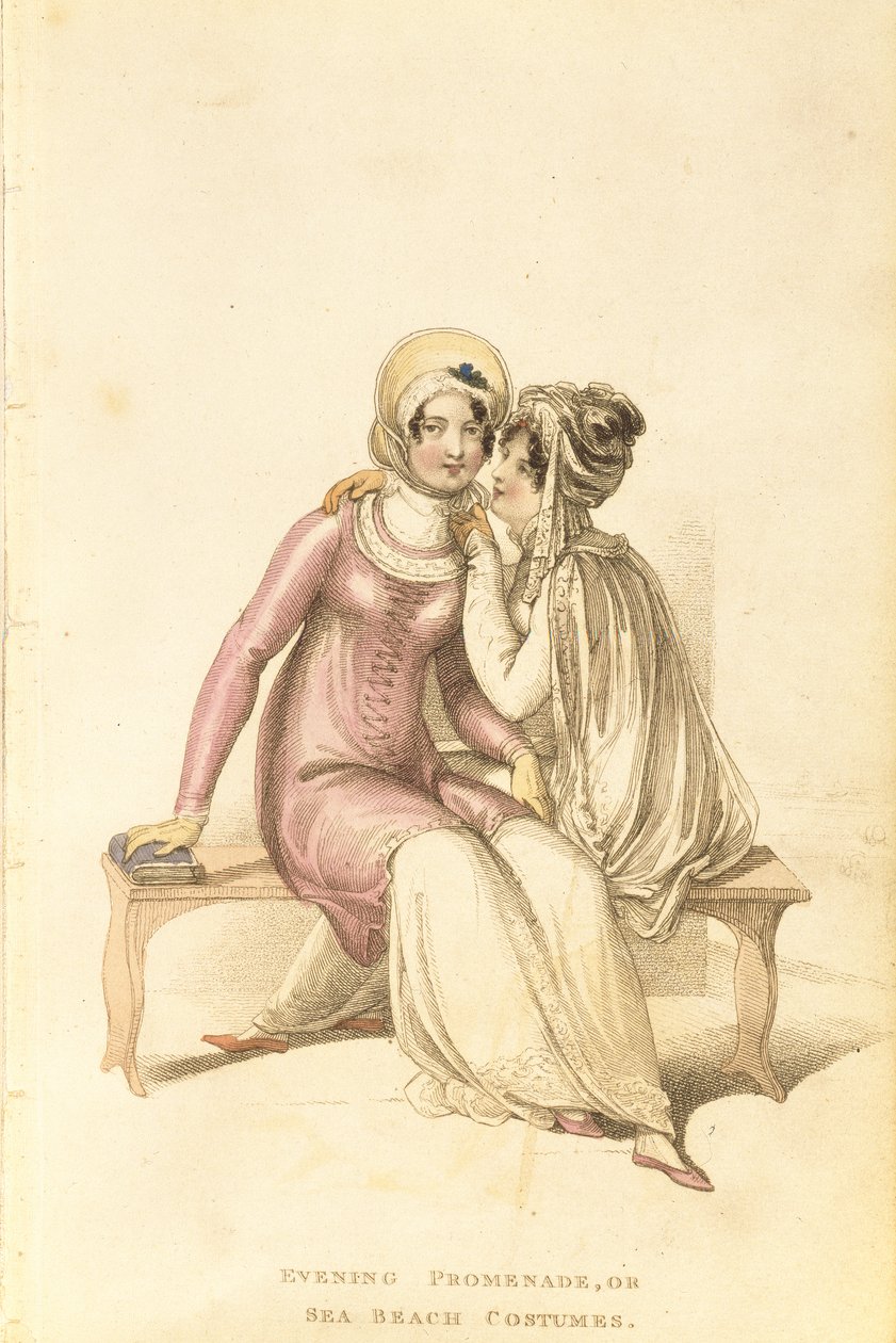 Abiti da sera, passeggio o spiaggia, tavola di moda da Ackermanns Repository of Arts da English School