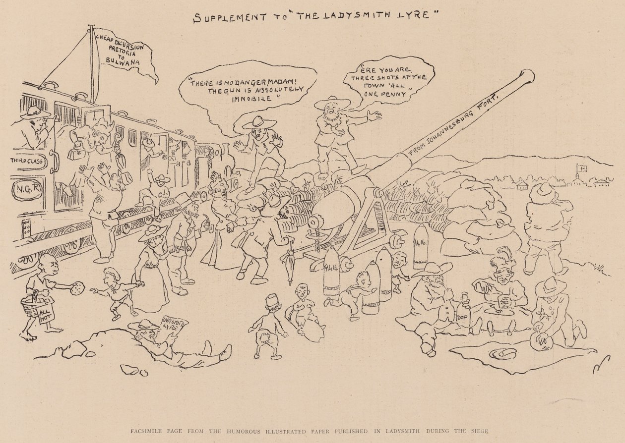 Facsimile di pagina del giornale umoristico illustrato pubblicato a Ladysmith durante l
