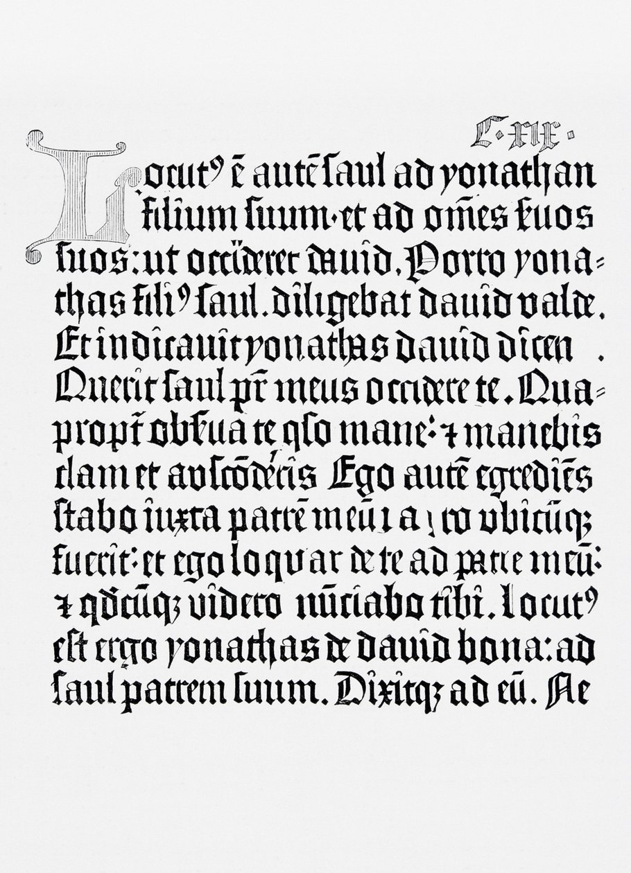 Facsimile di una pagina della Bibbia, stampata da Johannes Gutenberg, Magonza, 1456 da English School