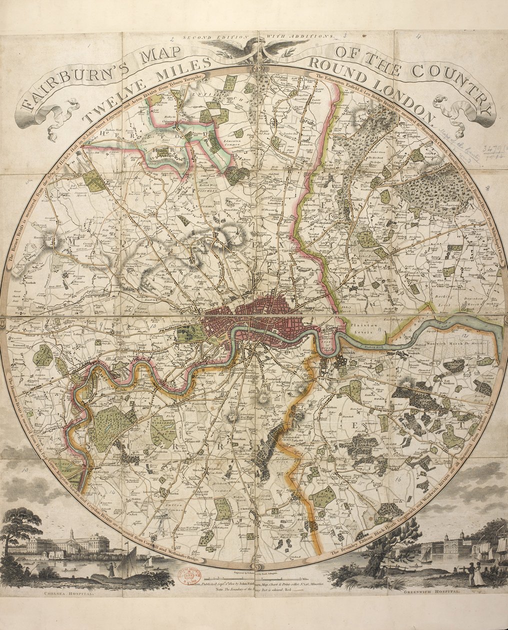 Mappa di Fairburn della zona a dodici miglia da Londra da English School