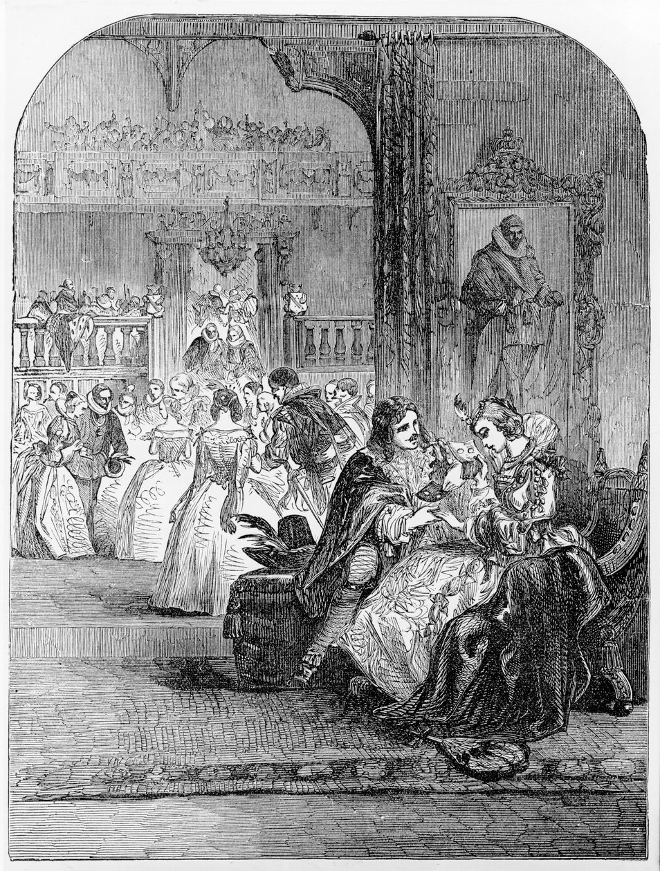 Primo incontro del Principe Carlo (1600-49) con la Principessa Enrichetta (1609-69) a Parigi da English School