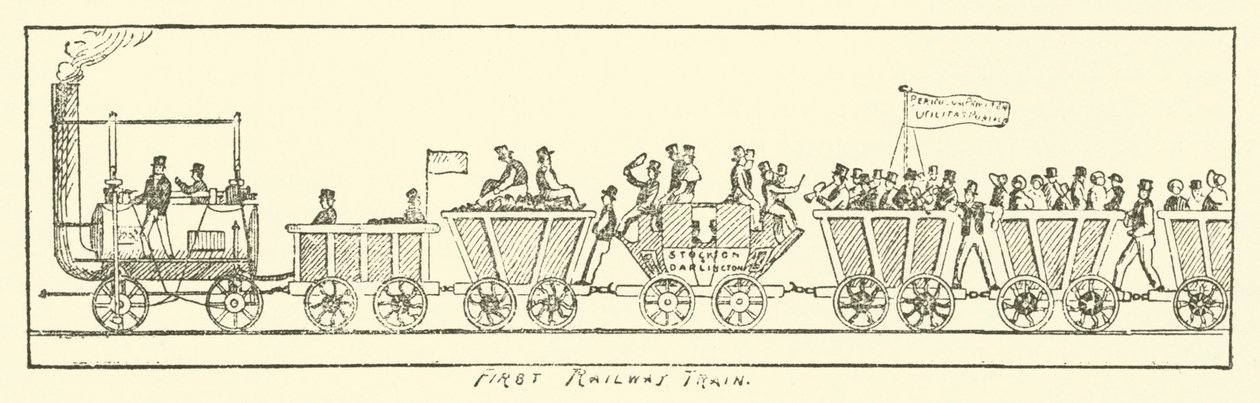 Primo treno ferroviario (incisione) da English School