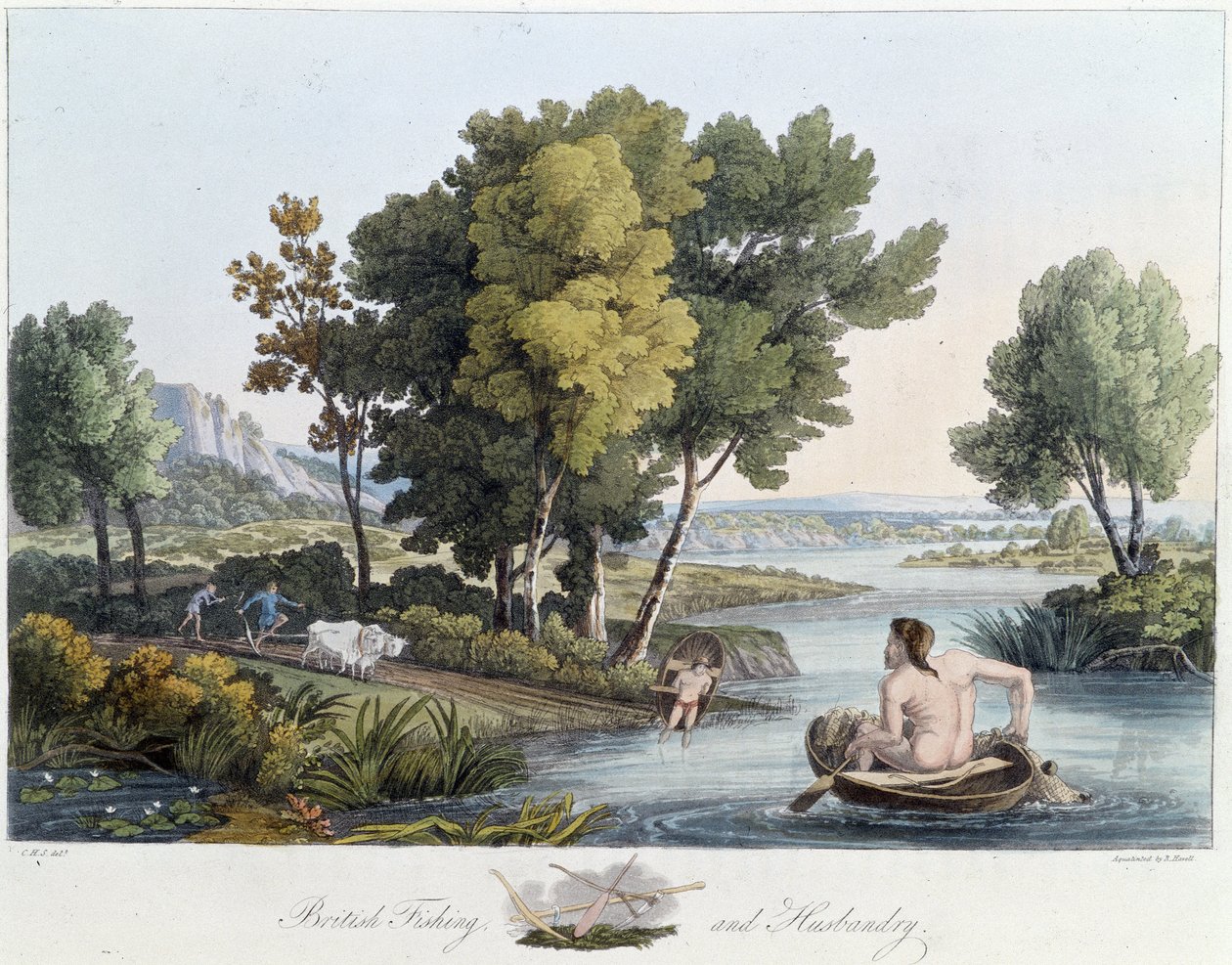 Pesca e aratura in Inghilterra - in "Celti e Goti, costumi degli abitanti delle Isole Britanniche del primo VI secolo e delle nazioni gotiche della costa occidentale del Baltico", di S.R. Meyrick e Ch. Smith da English School