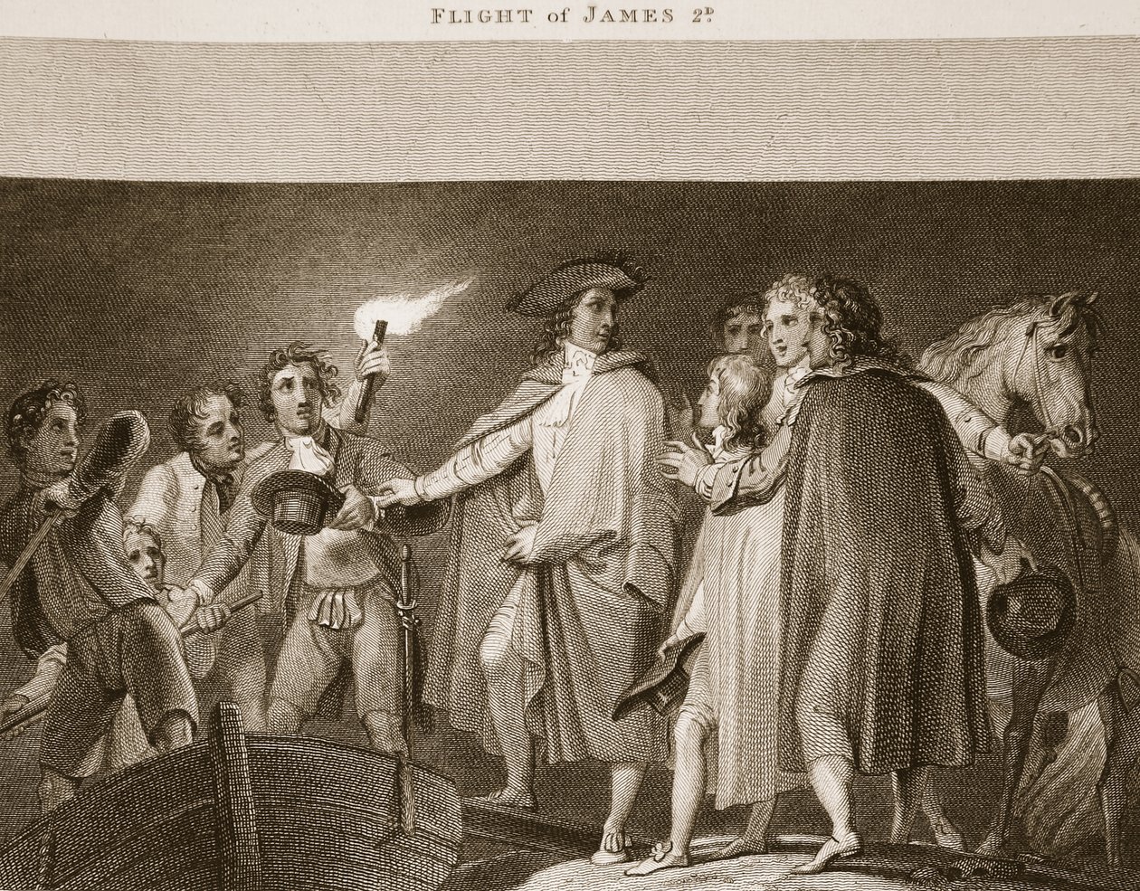 Fuga di Giacomo II, illustrazione da La storia d