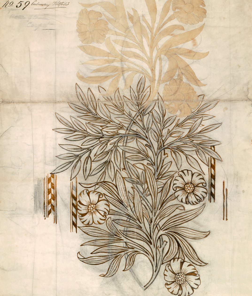 Disegno floreale per Morris and Co. da English School