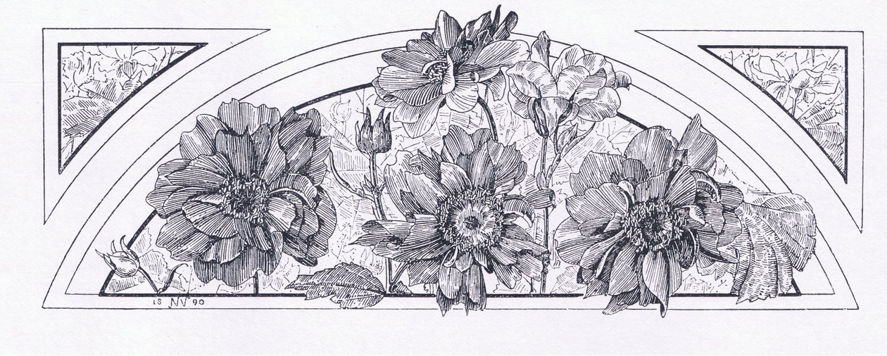 Disegni floreali, da The Magazine of Art 1893, Cassell and Company, 1893 da English School