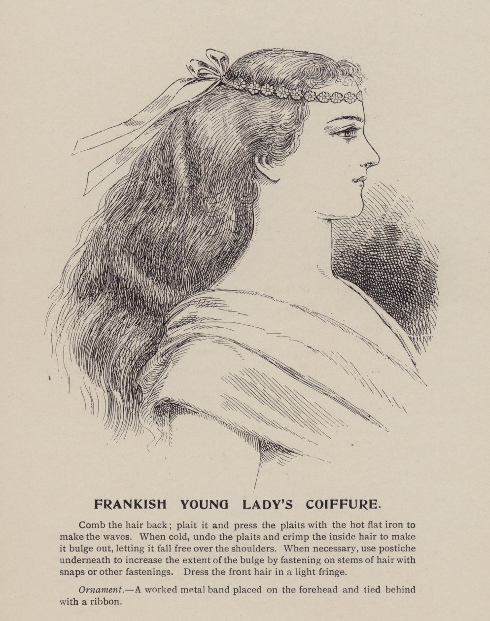 Coiffure di una giovane donna franca (incisione) da English School