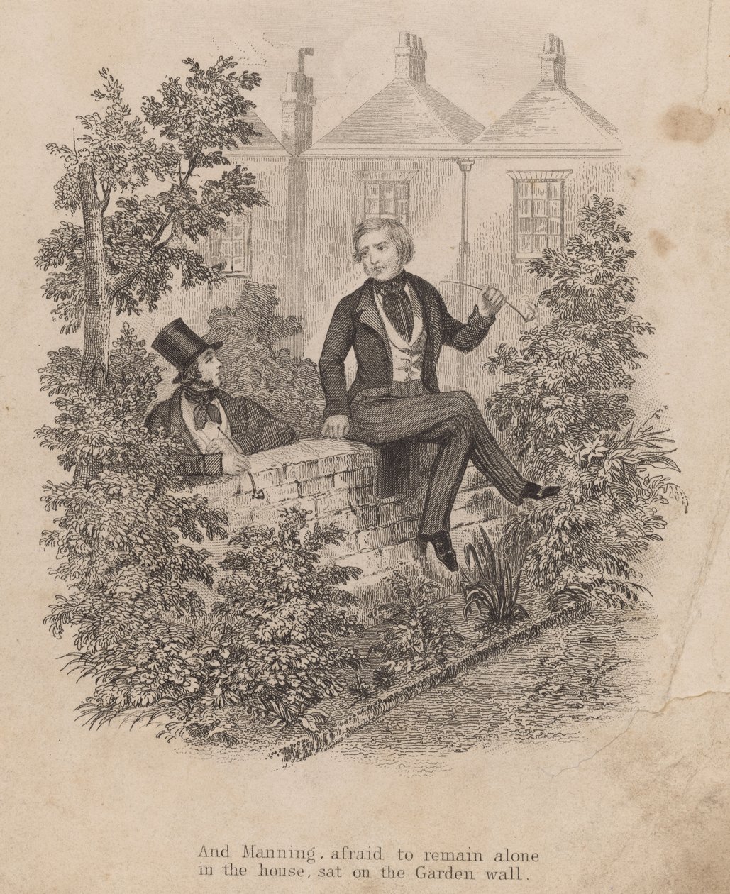 Frederick George Manning seduto su un muro dopo l