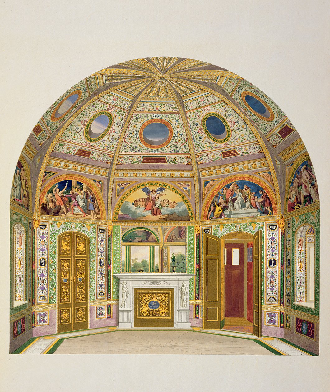 Decorazione a fresco nella Casa Estiva di Buckingham Palace, da The Decorations of the Garden Pavilion in the Grounds of Buckingham Palace di Ludwig Gruner (1801-82) e Anna Brownell Jameson (1794-1860) da English School