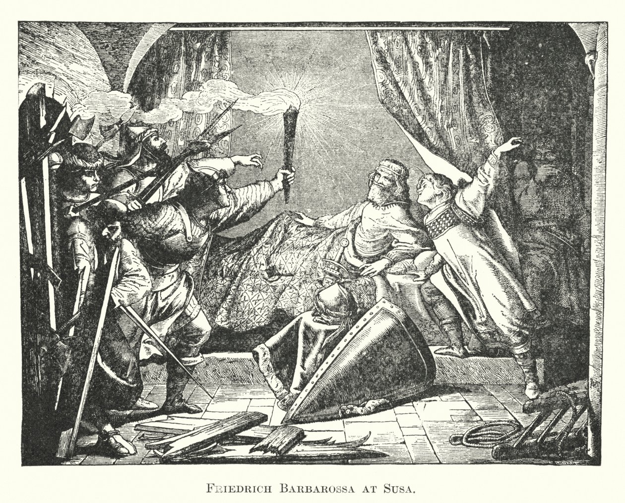 Federico Barbarossa a Susa (incisione) da English School